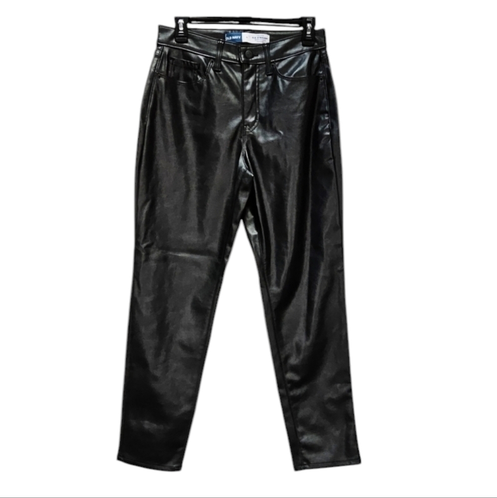 Old Navy High Rise O.G. Straight Secret Smooth Pockets Polyurethane Pants Sz 4